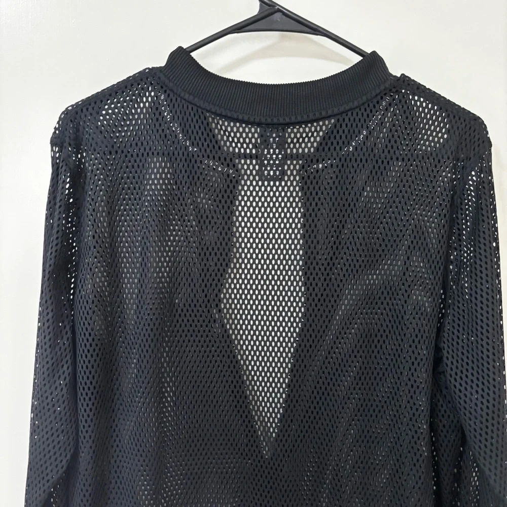 *New* Victoria sport Black Mesh sheer Zip-Up Bomber Jacket size Large